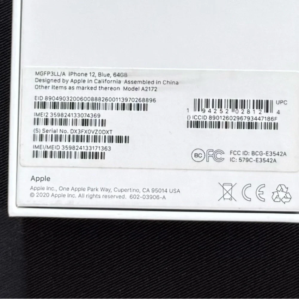Original IPhone 12 Empty Box and Sim Ejector Tool Sturdy Cardboard Open Box